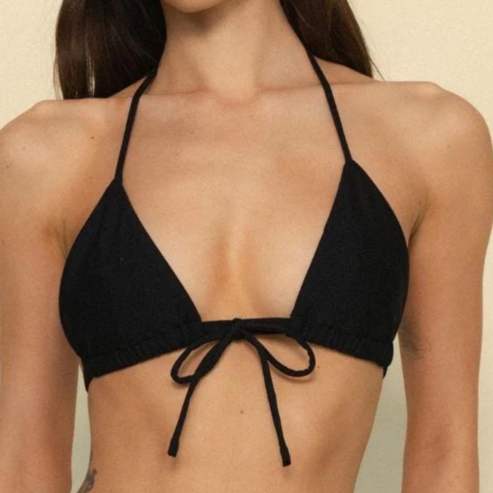 MONTCE NWT Black Rib Binded Bikini Top Size XS